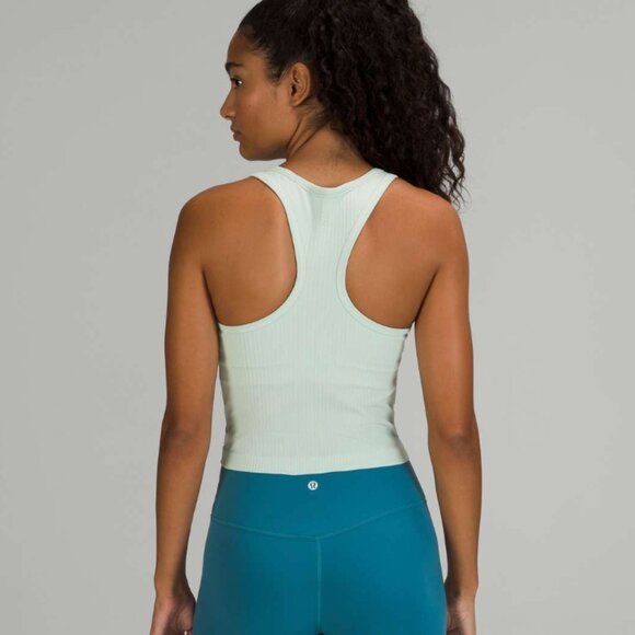 Lululemon Ebb to Street Cropped Racerback Tank Top 8 in Mint - Picture 2 of 6